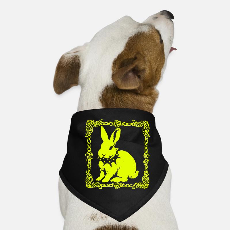 Lapin jaune fluo dans un cadre baroque - Bandana pour chien - noir