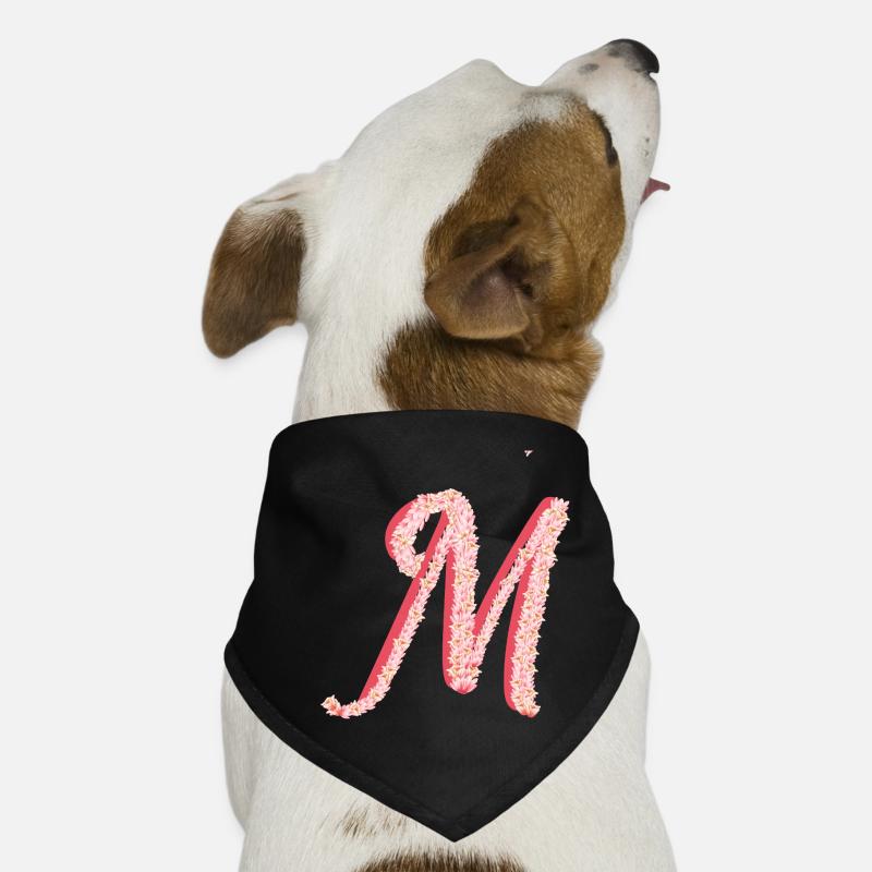 Initial M de fleurs roses Bandana pour chien