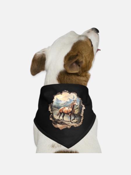 Horse Mountains - Dog Bandana - black - Front