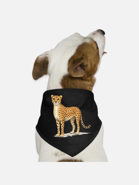 Gepard Cartoon-Illustration - Hunde-Bandana - Schwarz - Vorne