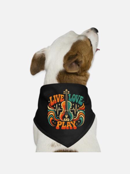 Vivre, aimer et jouer du violon - Bandana pour chien - noir - Devant