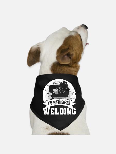 I'd Rather Be Welding - Dog Bandana - black - Front