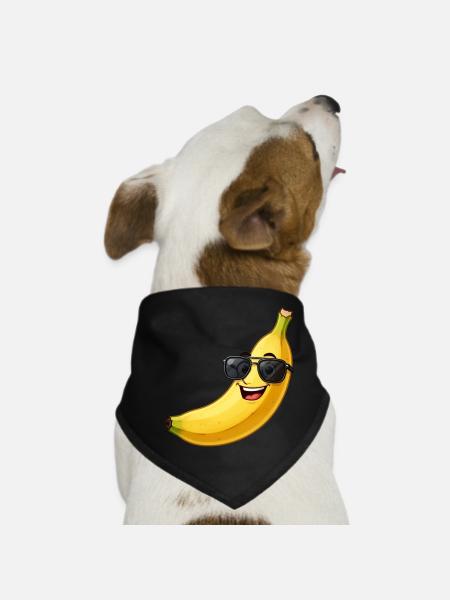 Banane mit Sonnenbrille Sommer Urlaub Geschenk - Hunde-Bandana - Schwarz - Vorne
