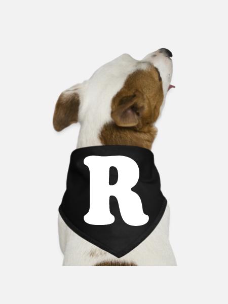 Gros caractères R | Lettre R | R Logo - Bandana pour chien - noir - Devant