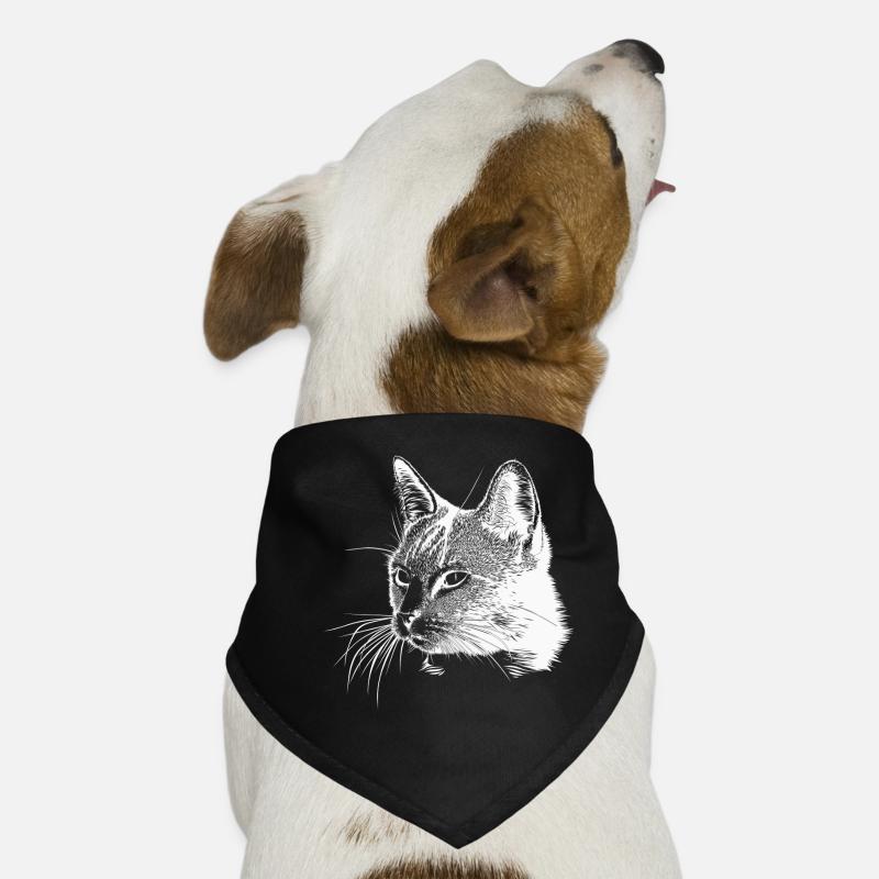 Tête de chat - Blanc Bandana pour chien