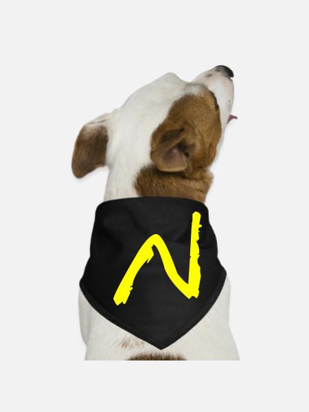 Buchstabe N - Hunde-Bandana - Schwarz - Vorne