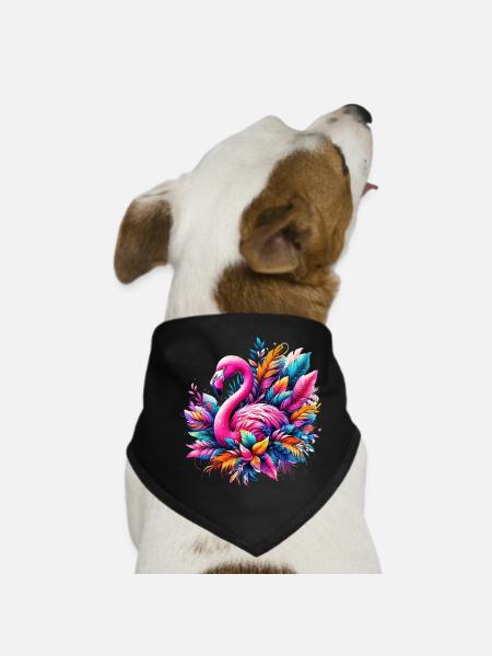 Flamingo - Hunde-Bandana - Schwarz - Vorne