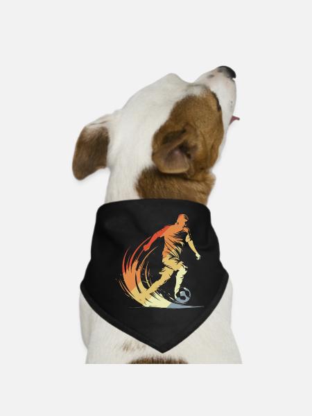 Fußballspieler Zeichnung Vintage Look - Hunde-Bandana - Schwarz - Vorne