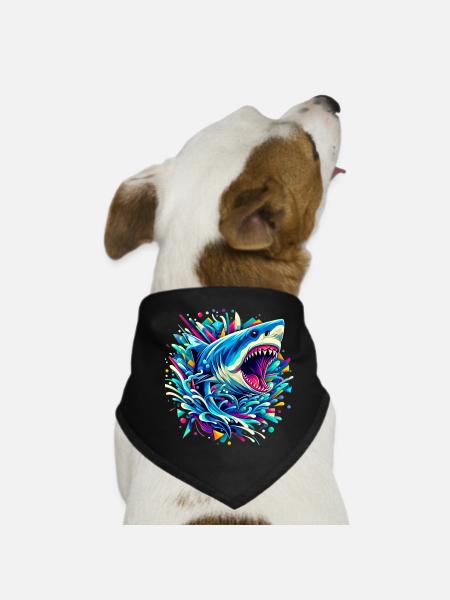 Shark - Dog Bandana - black - Front