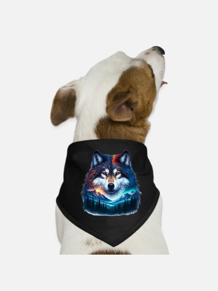 Wolf - Dog Bandana - black - Front