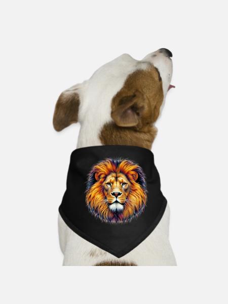 Lion - Dog Bandana - black - Front