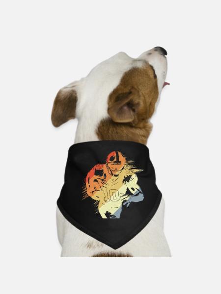 Vintage American Football Player - Dog Bandana - black - Front