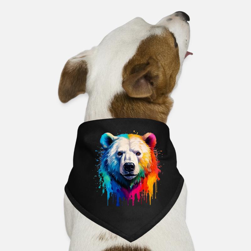 Colorful Polar Bear Head with Gradient Dog Bandana
