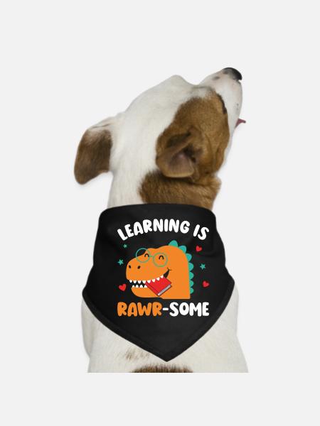 Dinosaure Maternelle Primaire Enfants - Bandana pour chien - noir - Devant