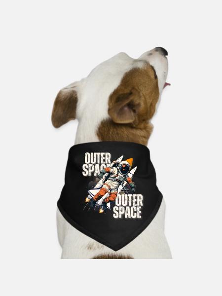 Astronaute en saut de fusée - Bandana pour chien - noir - Devant