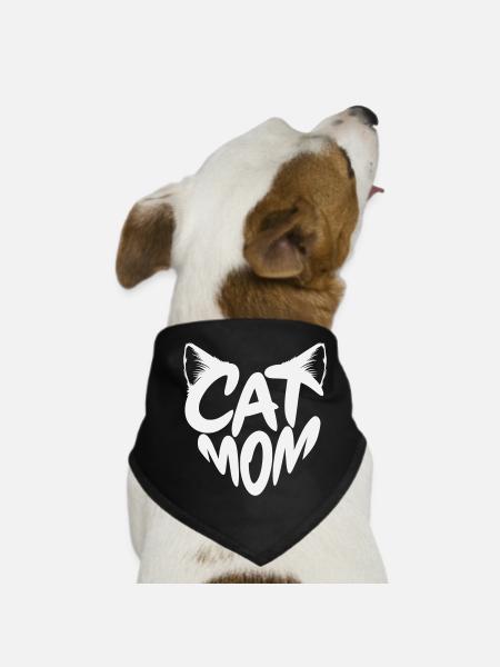 Cat Mom Katzenmama mit Katzenohren Design - Hunde-Bandana - Schwarz - Vorne