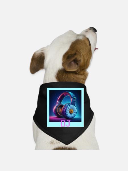 DJ - Hunde-Bandana - Schwarz - Vorne