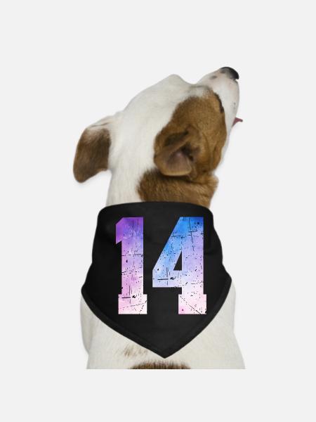 numéro 14 – Cadeau anniversaire 14 ans - Bandana pour chien - noir - Devant