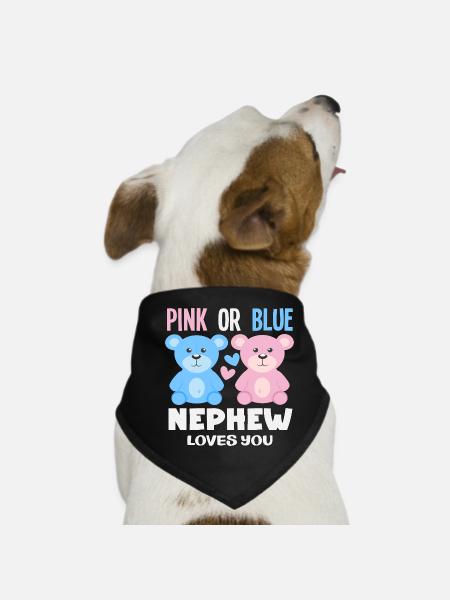 Pink Oder Blau Neffe Liebt Dich - Hunde-Bandana - Schwarz - Vorne