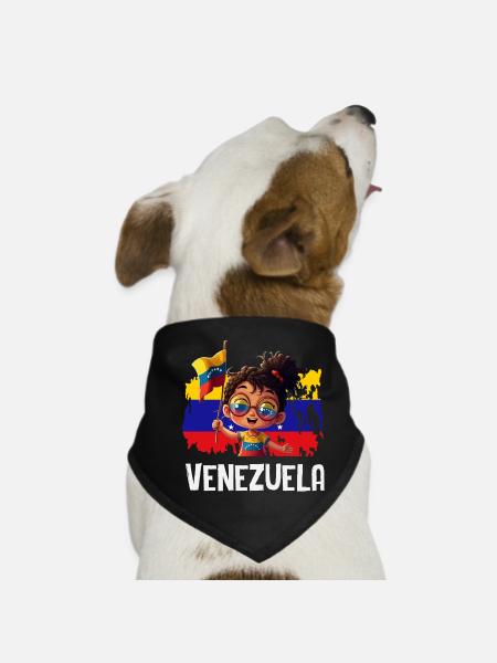Drapeau du Venezuela Fierté & Maison Venezuela - Bandana pour chien - noir - Devant