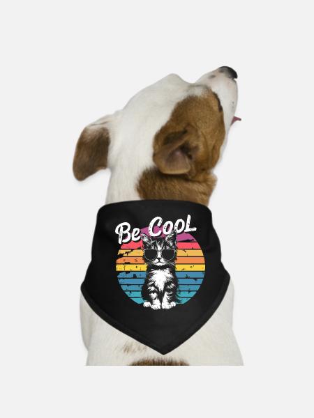 Be Cool Retro Cat Sunglasses - Dog Bandana - black - Front