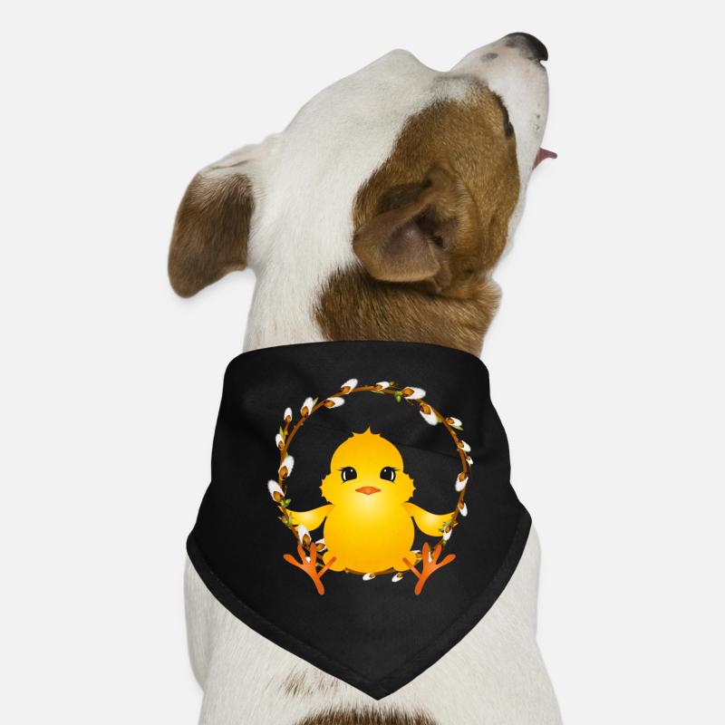 cute fluffy chick in willow wreath Dog Bandana