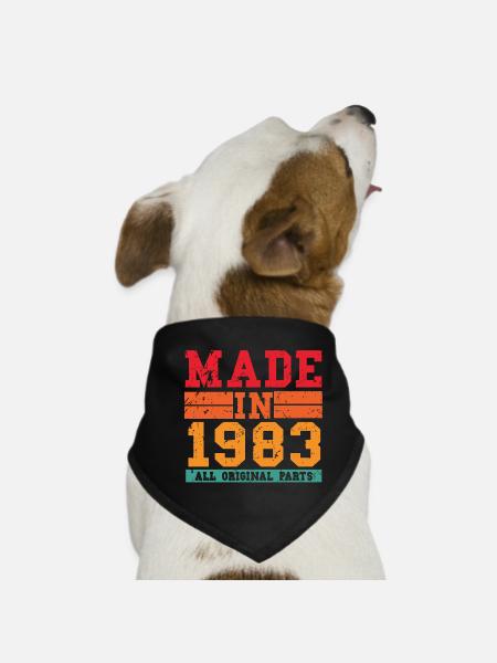 1983 Birthday Vintage Saying - Dog Bandana - black - Front