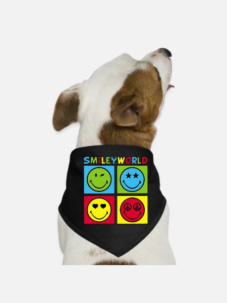 Smileys and four-color - Dog Bandana - black - Front