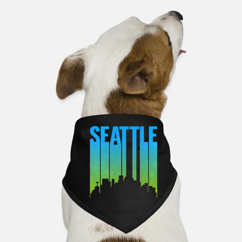 Estampe d’art au néon de la Skyline de Seattle Bandana pour chien