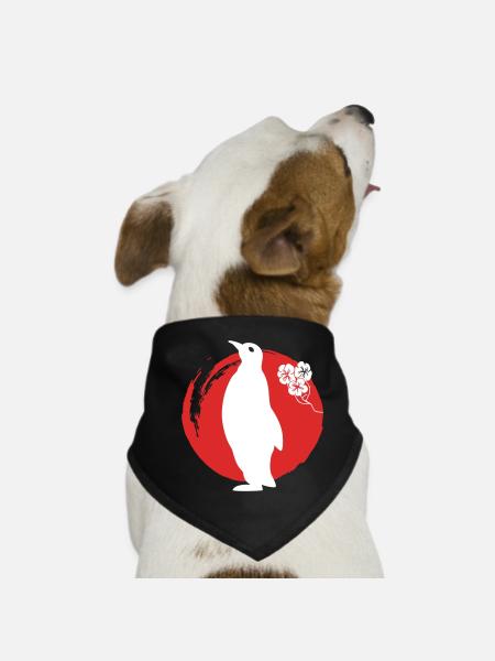Penguin Silhouette Japanese - Dog Bandana - black - Front