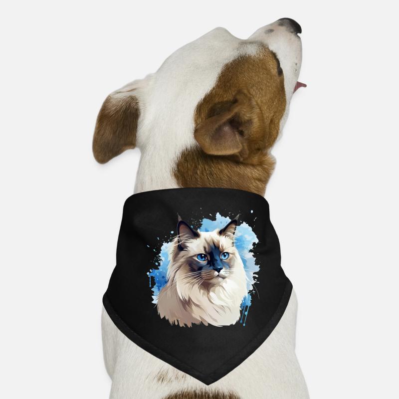 Tête de chat sacré Birman - Bandana pour chien - noir