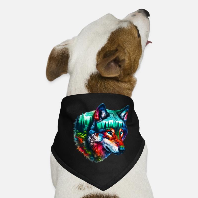 Wolf - Hunde-Bandana - Schwarz