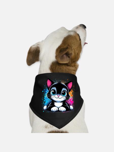 Katze - Hunde-Bandana - Schwarz