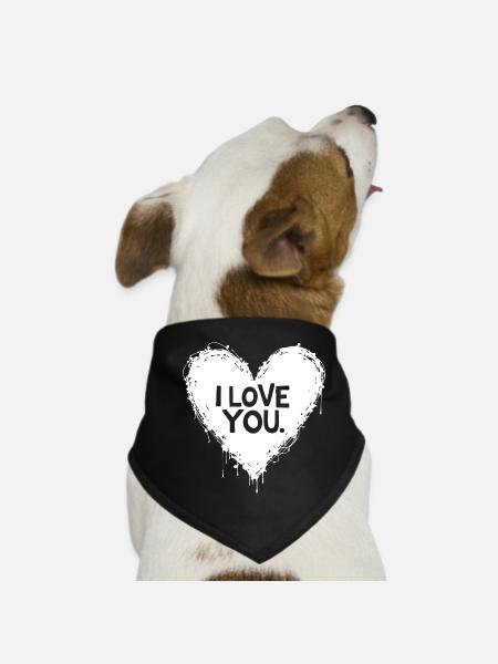 Ich liebe dich, Weiß - Hunde-Bandana - Schwarz