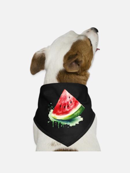 Wassermelone Aquarell Splash - Hunde-Bandana - Schwarz - Vorne
