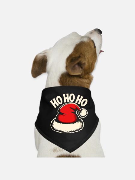 Ho Ho Ho Santa Hat - Hunde-Bandana - Schwarz - Vorne