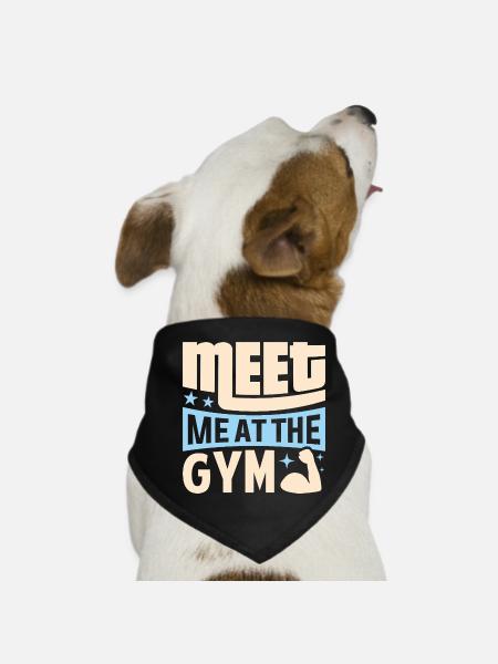 Meat Me at the Gym Fitness-Pun - Dog Bandana - black - Front