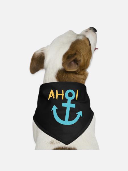 Ahoi Anker Meer Sommer Sonne Hafen See - Hunde-Bandana - Schwarz - Vorne
