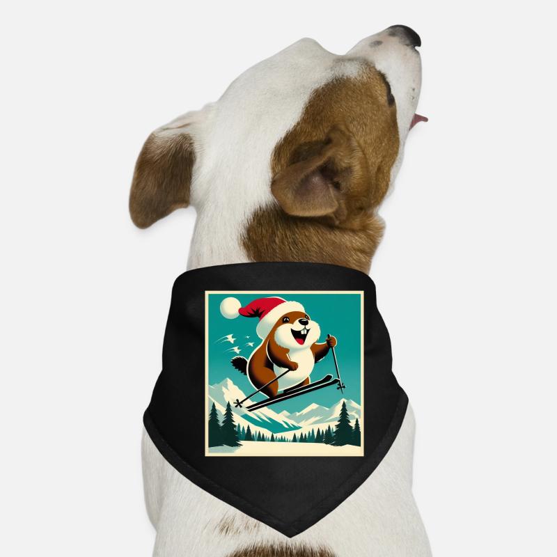 Murmeltier Ski Vintage Poster Hunde-Bandana