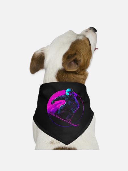 Snowboarder Illustration - Dog Bandana - black - Front