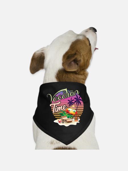 Lässiger Urlaubssommer Motiv - Hunde-Bandana - Schwarz - Vorne
