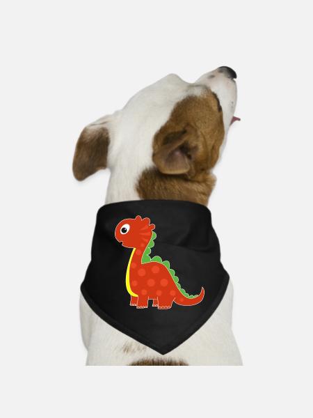 Lustiger Dino mit Punkten - Hunde-Bandana - Schwarz - Vorne