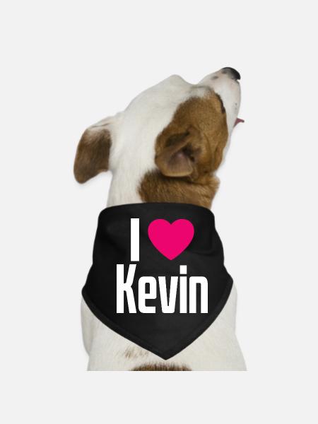 I Love Kevin Pinkes Herz Ich liebe Kevin - Hunde-Bandana - Schwarz - Vorne
