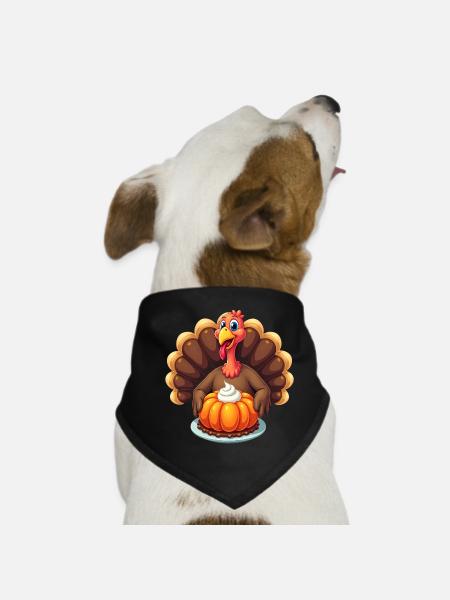 Thanksgiving Drôle Dinde de Thanksgiving - Bandana pour chien - noir - Devant