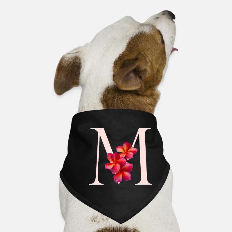 Monogramme M avec fleur rose Bandana pour chien