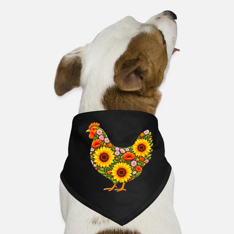 Huhn mit Blumen Design – Florale Landliebe Hunde-Bandana