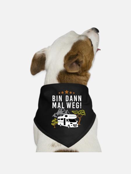 Bin dann mal weg! Mit dem Wohnmobil beim Camping - Hunde-Bandana - Schwarz - Vorne