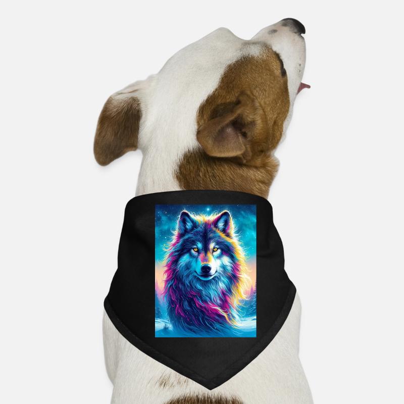 Wolf - Hunde-Bandana - Schwarz