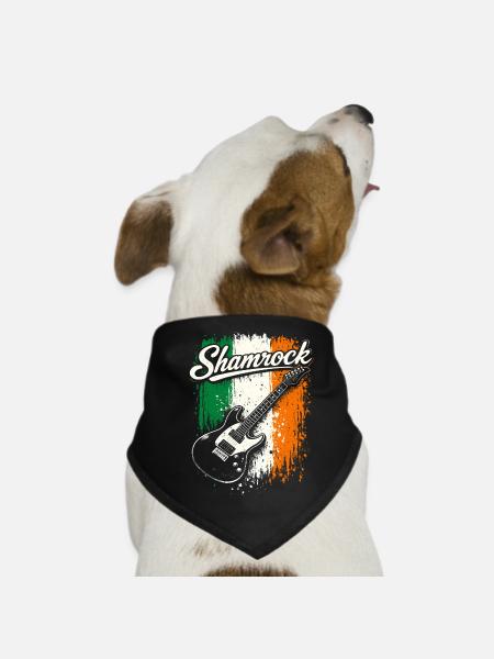 St Patrick E-Gitarre Irish Flag Rock - Hunde-Bandana - Schwarz - Vorne