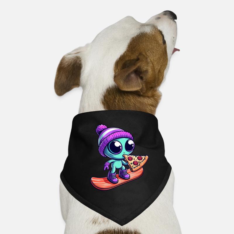 Cooles Alien mit Wollmütze Snowboarder Hunde-Bandana